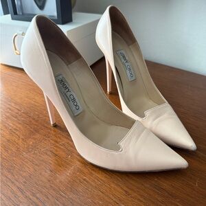 Jimmy Choo Blush Pink Leather Pointed-Toe Stiletto Pumps